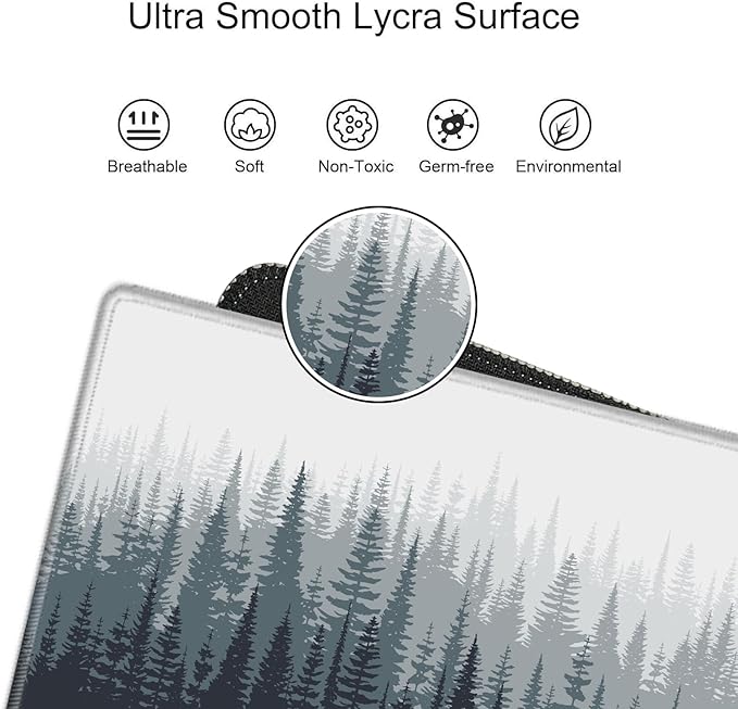 36x24 Mouse Pad Misty Forest Desk Mat Large Mousepad Gaming Giant Mouse Mat Huge Oversized Desk Pad XXXL Computer Mat for Office Work Women