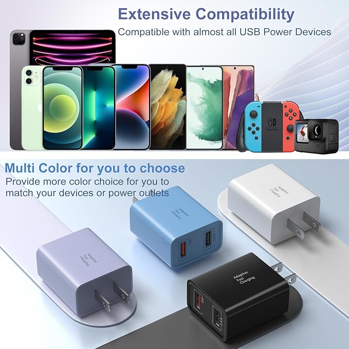 USB Wall Charger Block, Costyle 5 Pack 30W Dual Ports USB Quick Fast Charger 3.0 & 5V 2.4A Fast Charging Block Compatible Samsung Galaxy S10 S9 S8 Plus S7 Edge, iPhone Xs 8 7 Plus, Pixel (White)