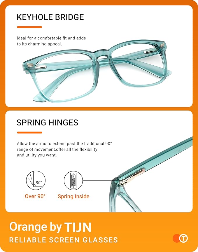TIJN Blue Light Blocking Glasses for Women Men Square Frame Nerd Eyeglasses Anti Blue Ray Computer Screen Glasses