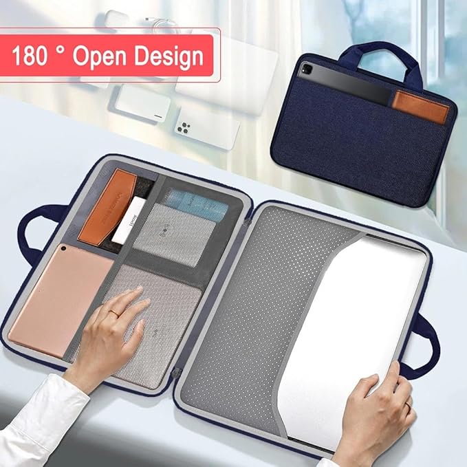 Hseok Laptop Case 13.3-14 inch Sleeve, TSA Computer Handbag Water-Resistant and Shockproof Bag Compatible with MacBook Pro/Neo 14", Mac Air/Pro 13.3" and 13"-14" Notebooks Chromebooks,Blue