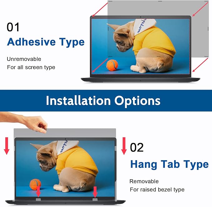 IPROKKO Laptop Privacy Screen 16 Inch, 16:10 Aspect Compatible with HP Dell Lenovo Acer Asus Thinkpad Envy Xps Vivobook, Removable Anti Blue Light Glare Spy Computer Monitor Filter Security Shield
