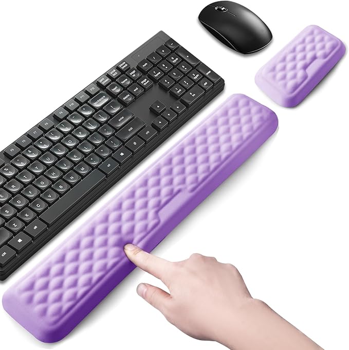 Keyboard Wrist Rest Mouse Wrist Support, Memory Foam Wrist Rest Pad for Computer Laptop, Ergonomic Wrist Cushion Support for Typing Pain Relief, Gaming Home Office, Purple
