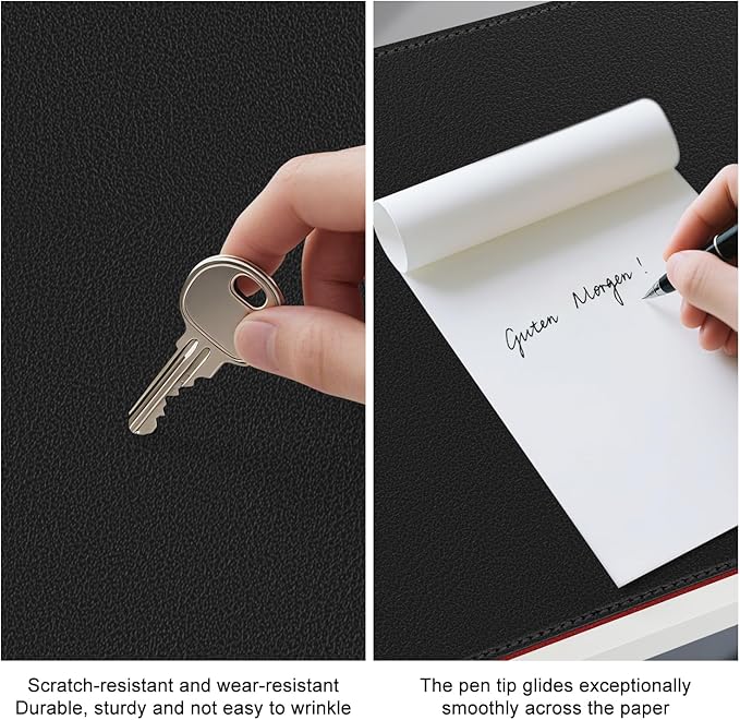 Dual Sided Leather Desk Mat - Waterproof Desk Pad - Ideal for Large Mouse Pad and Desk Mats on Top of Desks (Black, 33"*13")