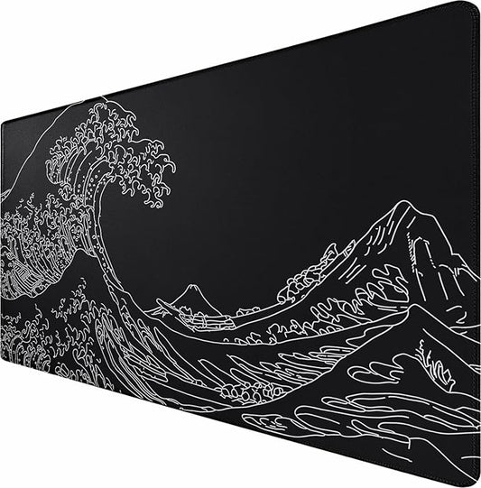 Large Gaming Mouse Pad, Waterproof Mousepad with Stitched Edges, Non-Slip Rubber Base, XXL Computer Long Keyboard Mouse Mat for Gamer, Office & Home, 31.5" x 15.7", Waves