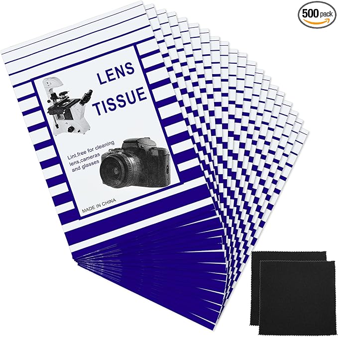 500 Pieces Lens Cleaning Paper Tissue and 2 Double Sided Cleaning Cloth-Lens Cleaning Paper for Camera Lenses, Microscopes, Computer Screens, Magnifiers, Glasses, 10 Booklets by Outus