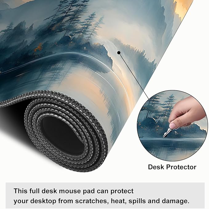 Mouse Pad, Large Anti-Slip with Stitched Edges Desk Mat Desktop Laptop Computer Desk Keyboard Mat,Table Protector Blotter Mat (mountainn, 31.5" x 11.8")