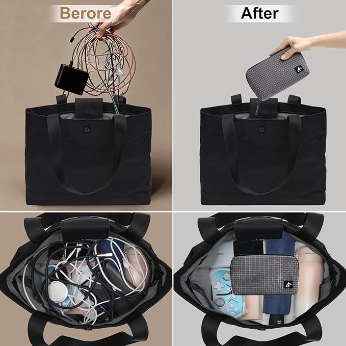 SIMTOP Small Tech Accessory Pouch Cable Organizer Bag, Compact Electronics Travel Case for Charger, Cords, Mouse & Power Bank, Water-Resistant Portable Gadget Storage for Backpack & Daily Commute
