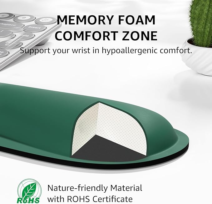 KTRIO Ergonomic Keyboard Wrist Rest and Mouse Pad with Wrist Rest Set, Memory Foam Wrist Support for Typing, Gaming, Office and Home Use, Forest Green