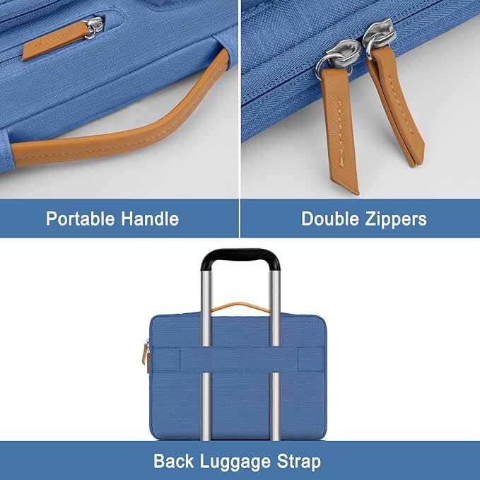 MOSISO 360 Protective Laptop Case 16 inch, 15-15.6 inch Laptop Sleeve Compatible with MacBook Pro 16, HP Acer Dell Lenovo ASUS, Side Open Carrying Case with 4 Zipper Pockets&Handle, Cadet Blue