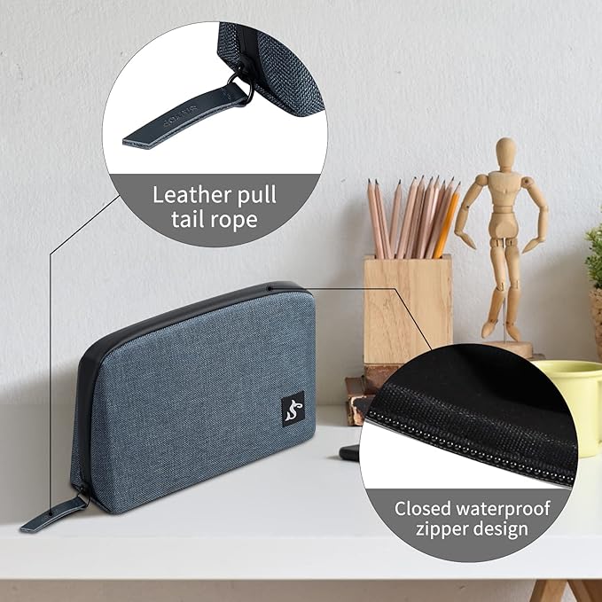Small Electronics Organizer Travel Case – Slim Travel Cable Pouch for Small Tech Accessories, Cords, Chargers, Earbuds – Lightweight Mini Tech Bag for Backpack, Business, Travel (Blue)