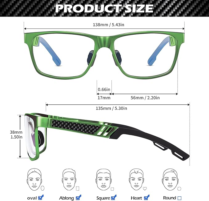 ANYLUV Blue Light Blocking Glasses Men Computer Gaming Glasses Lightweight Al-Mg Metal Anti Eyestrain Eye Protection
