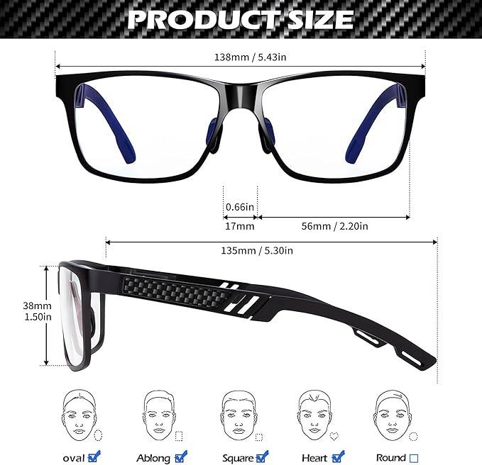 ANYLUV Blue Light Blocking Glasses Men Computer Gaming Glasses Lightweight Al-Mg Metal Anti Eyestrain Eye Protection