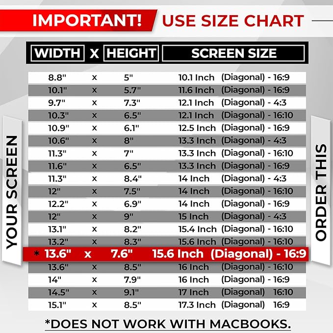 SightPro Magnetic Laptop Privacy Screen 15.6 Inch 16:9 - Patented Removable Laptop Privacy Filter Shield and Protector