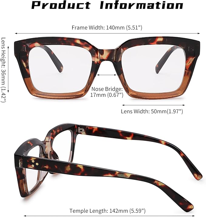 COASION Blue Light Blocking Eyeglasses Classic Thick Square Rim Frame Eyewear for Women Men