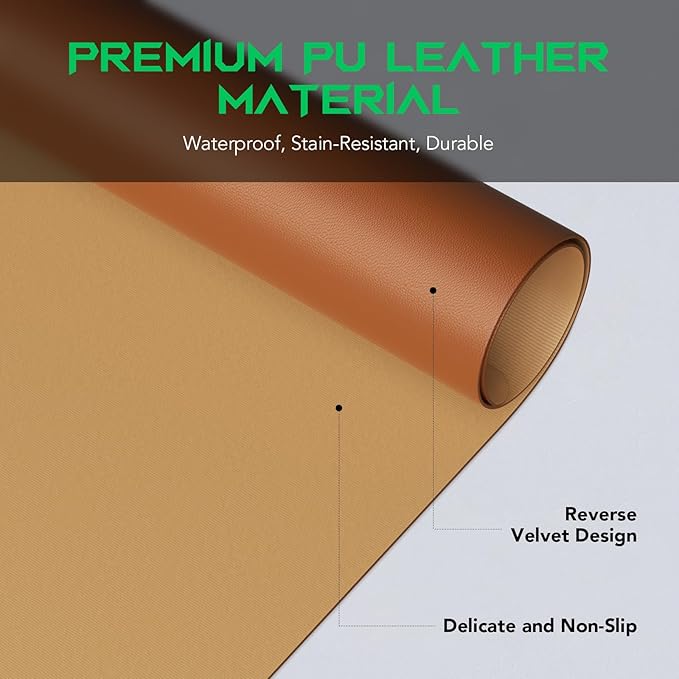 Black Shark Leather Desk Pad Protector, Office Desk Mat, Large Mouse Pad, Laptop Desk Pad - XL Size Waterproof, Non-Slip, Easy to Clean Desk Mat (35.4" x 16.9" x 0.12") - Manta P10 Brown
