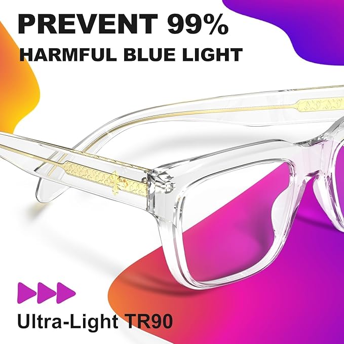 VISOONE TR90 Square Blue Light Blocking Glasses Fashion Computer Eyewear for Women and Men RANDI