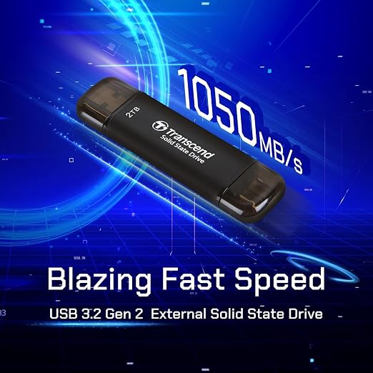 Transcend ESD310 128GB External SSD, Up to 1,050MB/s, Dual USB Flash Drive for iPhone/iPad/Mac/Windows, Android/Tablet/PC, USB 3.2 Gen 2 Thumb Drive Photo Stick, 2-in-1 Type C &Type A Memory Stick - Image 2