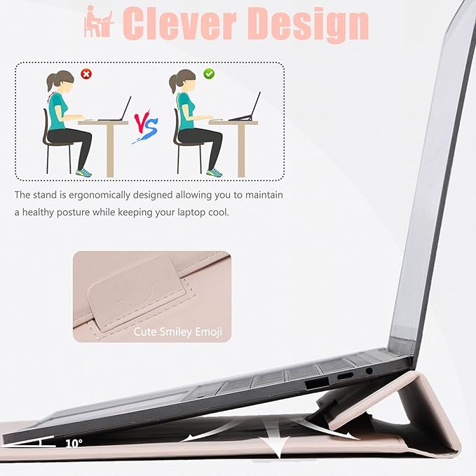 HYZUO 15 Inch Laptop Case Bag Sleeve with Stand for MacBook Air 15 M5 M4 A3241 M3 A3114 M2 A2941 2026-2023, 15" Surface Laptop 7/6/5/4/3, MacBook Pro 15 A1990 A1707 2019-2016, Apricot