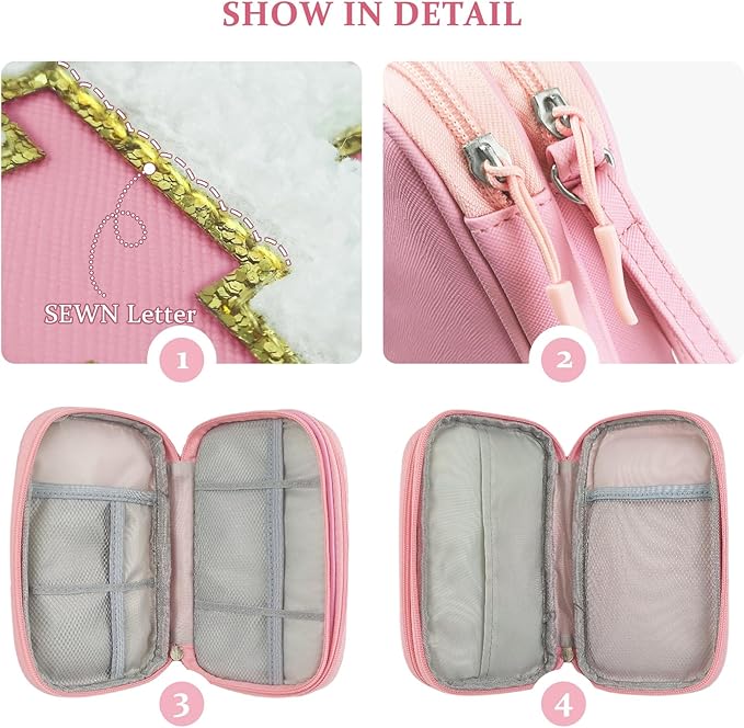 COSHAYSOO Personalized Electronics Travel Organizer Cable Management Case Phone Charger Charging Cords Tech Accessories Pouch, Unique Trip Gifts for Women Traveler College Teen Girls Vacation Pink