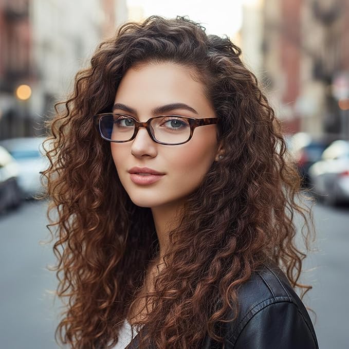 HJSTES Retro Clear Rectangle Glasses for Women Men Fake Blue Light Blocking Lens Narrow Frame Non Prescription Eyeglasses