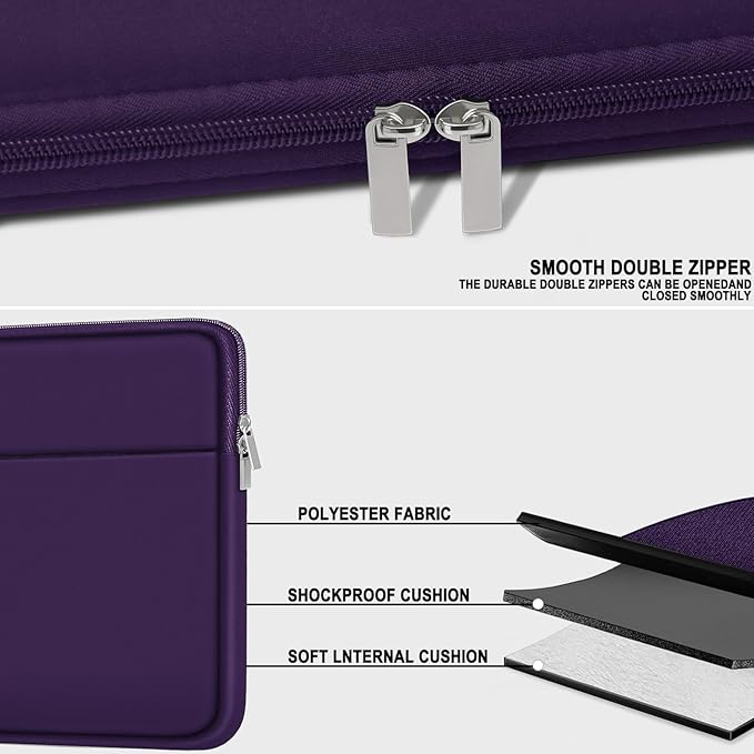 Laptop Sleeve Case 14 inch, Slim Traveling Laptop Cover with Zippered Pocket, Shockproof Protective Carrying Briefcase Computer Bag for 14" MacBook Air/Pro, HP, Dell, Lenovo, Acer, Dark Purple