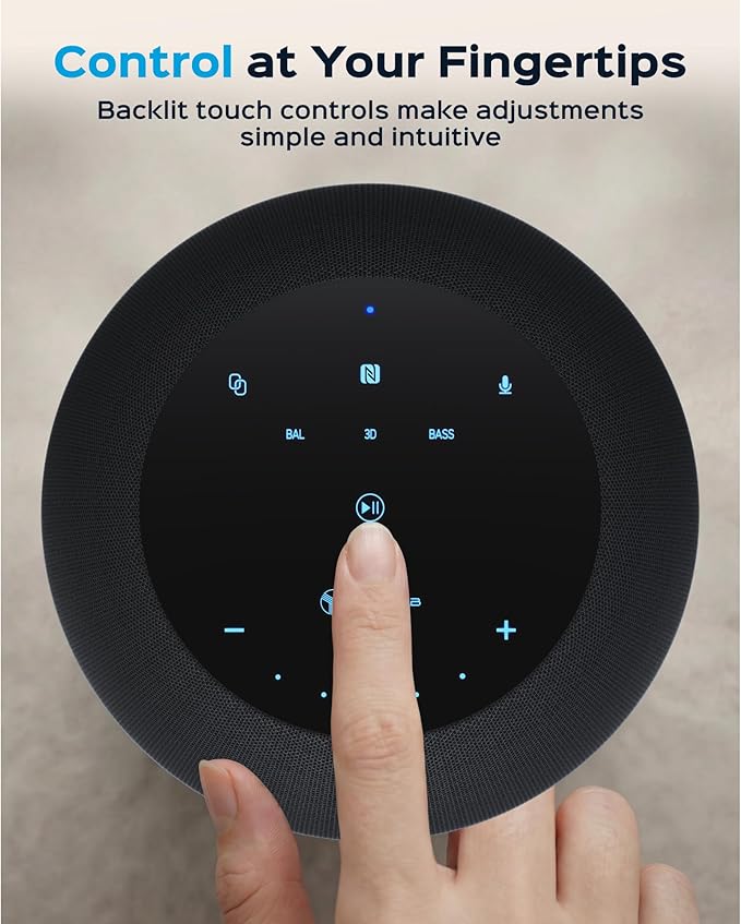 TREBLAB Loud Portable Bluetooth Speaker with 360° Surround Sound, 90W 5-Driver System, Subwoofer, Wireless Speaker, 22H Battery, IPX4 Waterproof, TWS, Touch Control, Aluminum Body - HD-360 Pro