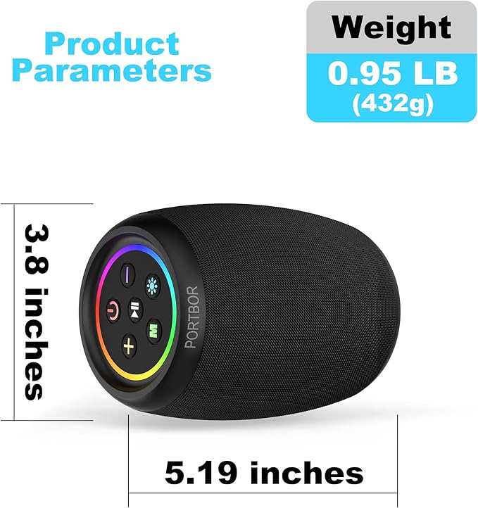 Bluetooth Speaker, Portable Wireless, Powerful Stereo Sound, IPX5 Waterproof, 15H Playtime, BT5.3, TWS Surround Pairing, Electronics Gadgets for Outdoor/Home/Party/Travel/Beach/Shower, Birthday Gifts