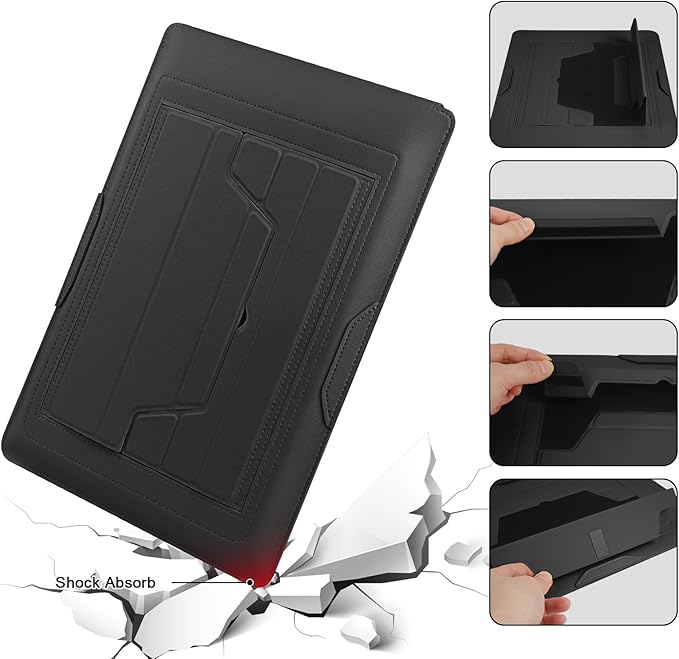 HoYiXi 13.3'' /13.6'' Laptop Sleeve Case PU Leather with Stand Compatible with MacBook Pro 14/MacBook Air 13(M1 M2)/ASUS Vivobook 14/Dell XPS 13/ASUS Matebook,13-14'' Laptop Bag,Black