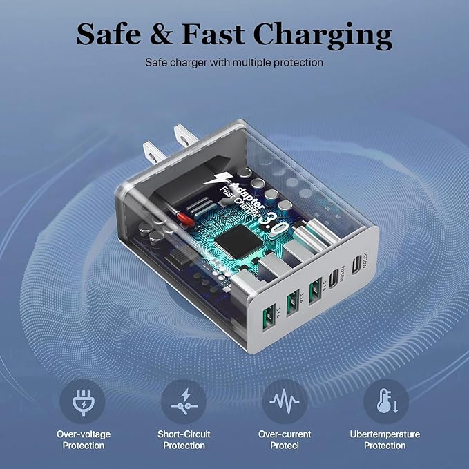 【2-Pack】 iPhone Fast USBC Charger, 80W USB C Wall Charger, Dual-30W Multiport Fast Charging Block, 5-Port Universal Plug Compatible with iPhone 17/16/15, Google Pixel 10Pro/10/9Pro/9a/8/7, iPad