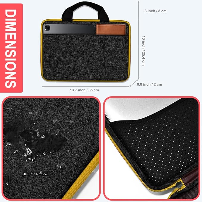 Hseok Laptop Case 13.3-14 inch Sleeve, TSA Computer Handbag Water-Resistant and Shockproof Bag Compatible with MacBook Pro/Neo 14", Mac Air/Pro 13.3" and 13"-14" Notebooks Chromebooks,Black-Yellow