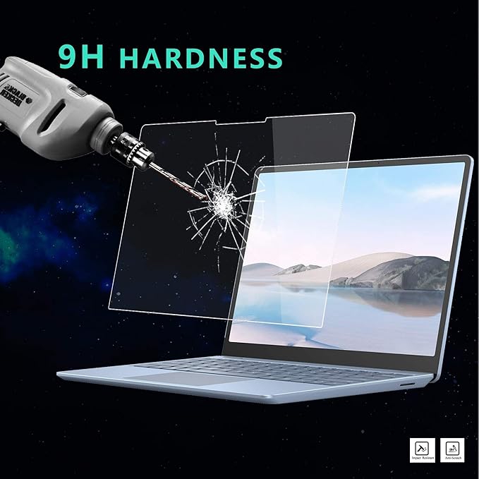 Megoo ArmorShield Tempered Glass Screen Protector for Microsoft Surface Laptop Go 3/2/1 12.4 Inch, 9H Hardness, Scratch Resistant, Responsive Touch, Easy Installation