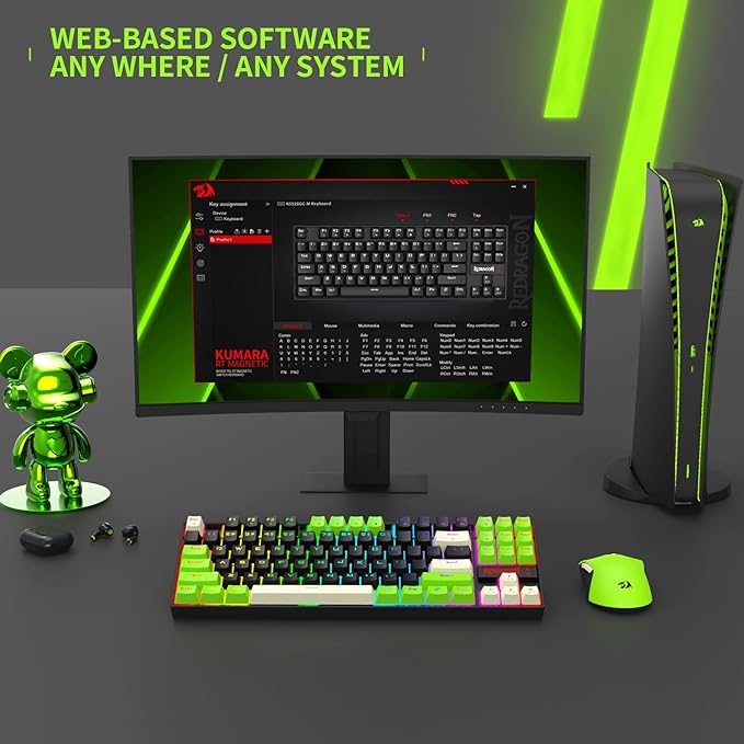 Redragon K552BGC-M TKL 80% Gaming Keyboard, Magnetic Linear Switches, 8000Hz Polling Rate, 14 RGB Backlight Modes, Hot-Swappable Keys, Compact Wired Mechanical Keyboard for PC Gamers