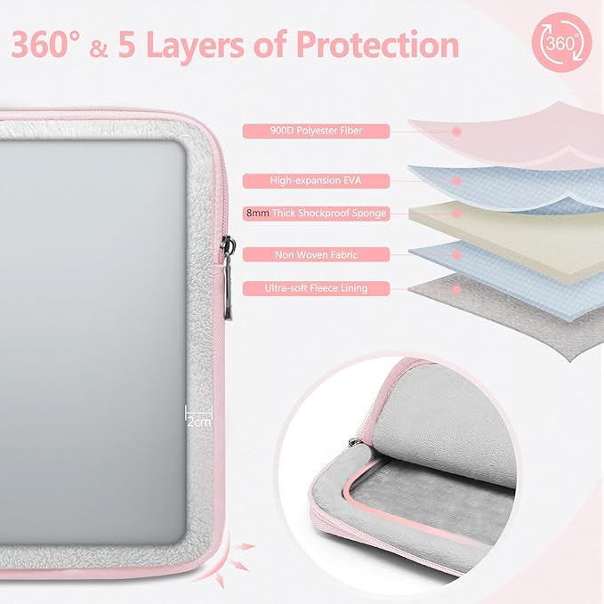 HYZUO 13.3-14 Inch Laptop Sleeve Bag Set for MacBook Pro 14 M5/M4/M3/M2/M1 Pro/Max A3426 A3427 2026-2021, MacBook Air/Pro 13.3, 13.5-13.8" Surface Book/Laptop, Notebook Case for 13.3" HP, Pale Pink