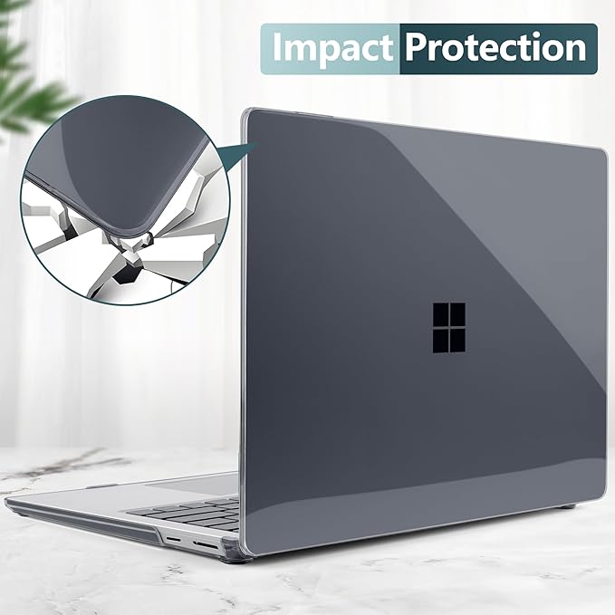 Batianda Crystal Case for Microsoft Surface Laptop 15-inch 7th Edition Copilot+ PC 2024 2025 Release Lightweight Durable Scratch-Resistant Easy Install, with Keyboard Cover & Screen Protector, Black
