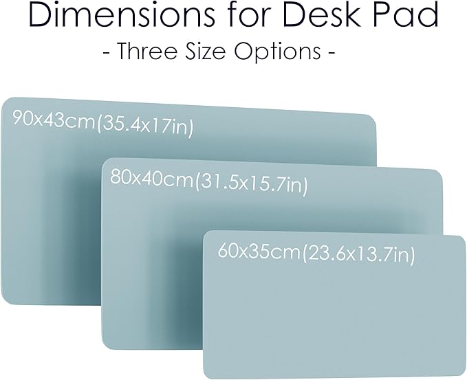 WAYBER Leather Desk Pad Protector, Waterproof Mouse Pad, PU Desk Mat, Office Desk Cover, Desk Writing Mat for Office/Home/Work/Cubicle (Light Blue/Silver) 31.5x15.7in