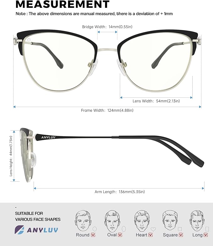 ANYLUV Blue Light Glasses for Woman Men, Womens Blue Light Blocking Glasses Computer Glasses Anti Eyestrain