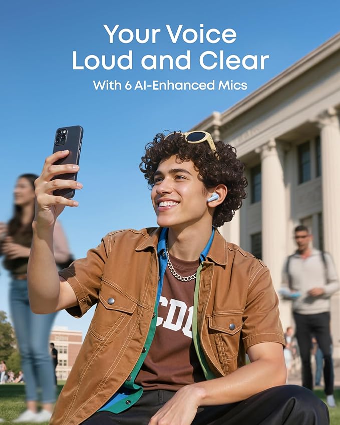 Soundcore P31i by Anker, Real-Time Adaptive Noise Cancelling, Hi-Res Sound, Translation Earbuds, 50H Playtime, Wireless Earbuds, Bluetooth Earphones, Spatial Audio, Fast Charging, IP55 (Light Blue)