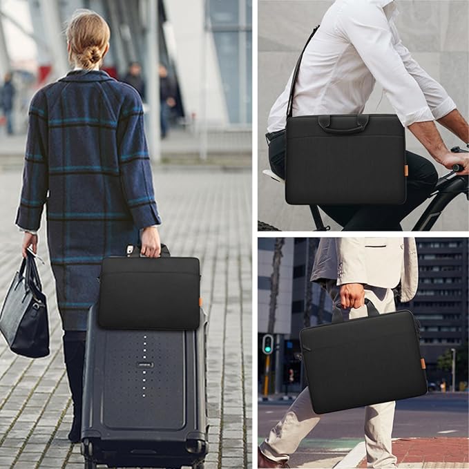 ZYB Waterproof Laptop Bag 14 Inch,Laptop Case 14 Inch Sleeve with Shoulder Strap,Notebook Briefcase for 14" Laptop Lenovo HP Acer ASUS DELL, Mac Air/Pro 15 etc 14in Laptop Bag Carrying Case Men-Black