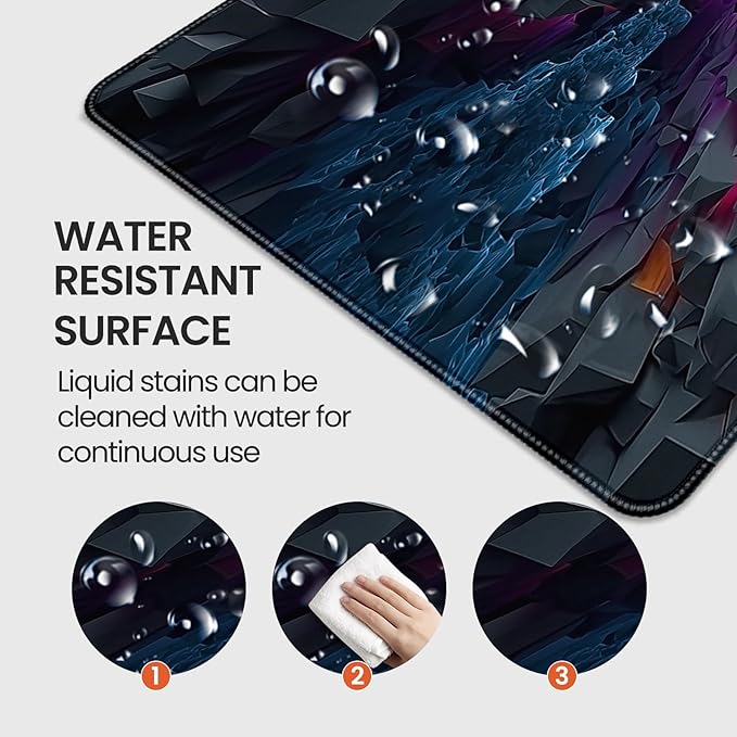 Large Gaming Mouse Pad, Colorful 3D Explosion Pattern, 35.4 x 15.7 Inches, Non-Slip Base, Waterproof, XXL Desk Mat