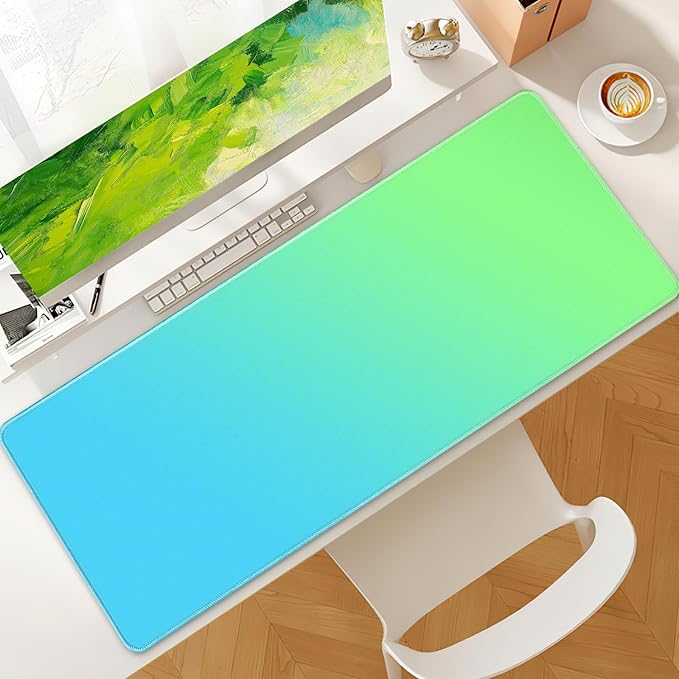 Bloss Desk Mat, Non-Slip Desk Pad Mat Protector, Large Desk Mat for Keyboard and Mouse, Mint Green Desk Mousepad with Stitched Edges, Mouse Pad for Gaming(31.5×11.8 Inches)