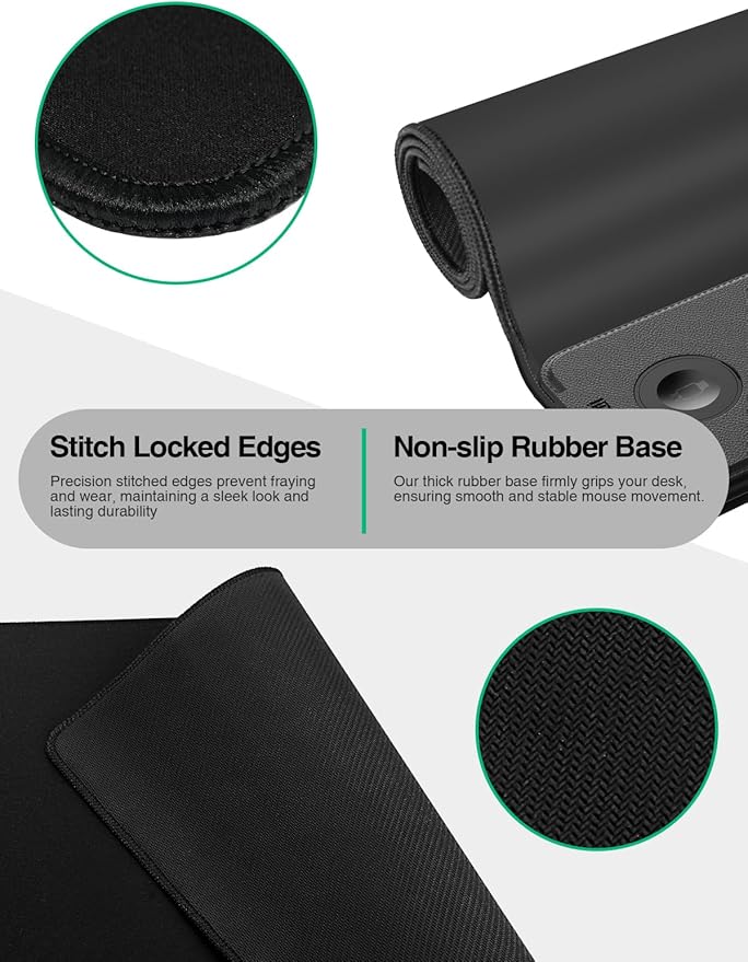 Mouse Pad with Magnetic Wireless Charging, Large Desk Mat, Non-Slip Mouse Mat, Keyboard Pad for Gaming, Desk, Office, PC (The Left Charging-Black with 20W PD Charger)