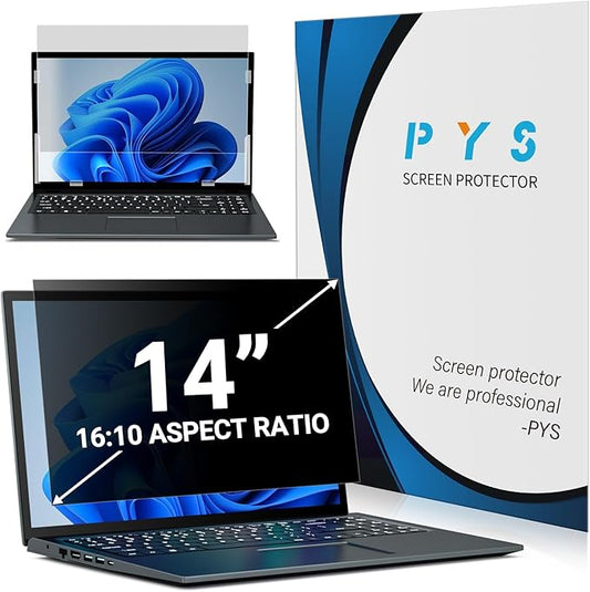 PYS Laptop Privacy Screen 14 Inch 16:10 for Lenovo HP Dell - Removable Laptop Computer Screen Privacy Shield - Anti Glare & Blue Light Laptop Screen Filters for Eye Protection