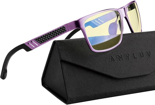 ANYLUV Blue Light Blocking Glasses Men Computer Gaming Glasses Lightweight Al-Mg Metal Anti Eyestrain Eye Protection