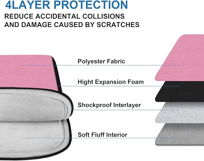 Laptop Case 15.6 inch, Travel Laptop Sleeve Bag Handbag Shockproof Protective Computer Cover Carrying Bag Briefcase for 15" 15.6" HP Asus Acer Dell Lenovo Laptop Notebook Ultrabook, (Black/Pink)
