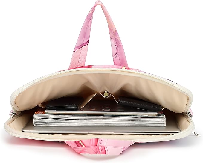 canvaslife Pink marble Patten Waterproof Laptop Shoulder Messenger Bag Case Sleeve for 14 Inch 15 Inch Laptop Case Laptop Briefcase 15.6 Inch