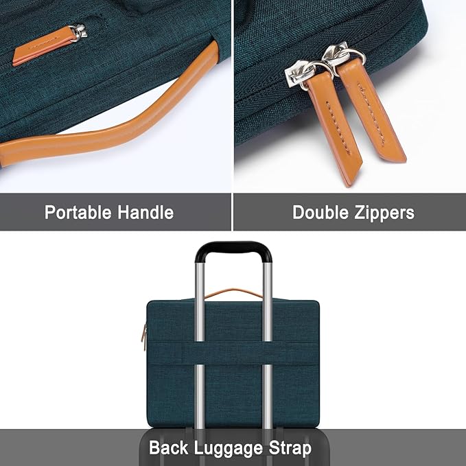 MOSISO 9-11 inch Tablet Sleeve Case for iPad A16 2025, iPad Air 11 inch M3 M2, iPad Pro 11 M4, iPad 10/9/8/7th, Galaxy Tab A9+/S9/S8/Plus 11, Side Open Carrying Bag with 4 Zipper Pockets, Teal Green