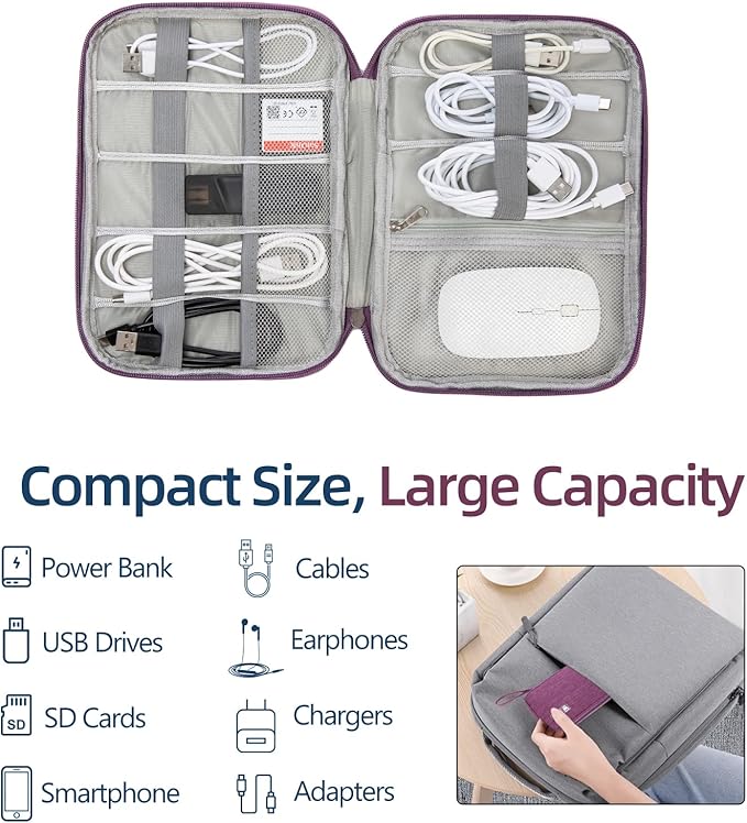 Electronics Organizer Travel Case,Travel Cable Organizer Pouch - Portable Storage Bag for Cord, Charger, Phone, Earphone, Electronic Accessories for Travel & Daily Use