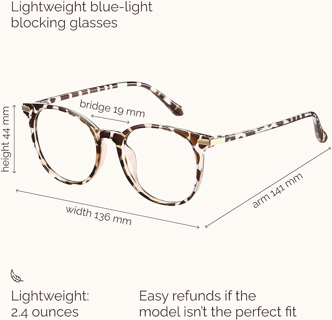 Gaoye Blue Light Blocking Glasses, Retro Round Eyewear Frame Anti Eyestrain Computer Glasses for Women Men (*Leopard)