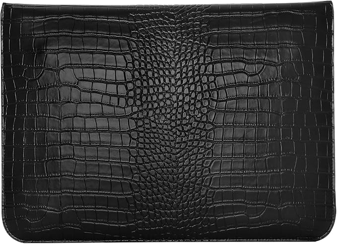 MOSISO Laptop Case 13 inch, 13 inch Laptop Sleeve Compatible with MacBook Air M4 M3 M2 M1 2025-2018 / Pro M2 M1 2025-2016, Crocodile Grain PU Leather Flap Case Bag, Black