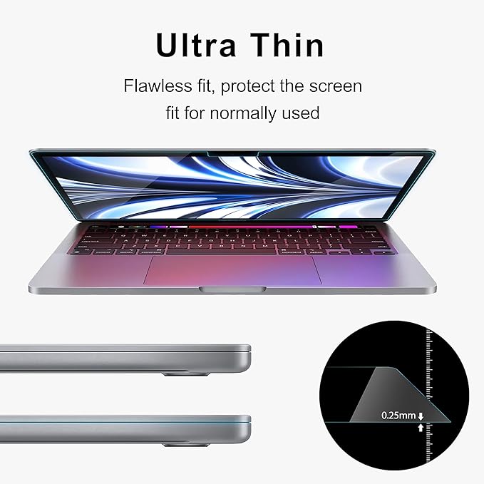 2Pack- 9H Hardness Tempered Glass 13" Screen Protector for 2026 MacBook Air 13.6 Inch (M5-M2 2026-2022), Bubble Free, Ultra Thin HD Transparency, Anti Scratch